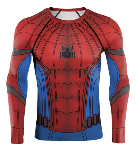 Camiseta Manga Larga Spider-man Para Hombre Running Fitness