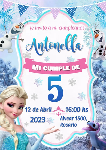 Tarjeta Para Cumpleaños De Frozen Disney Invitación Digital