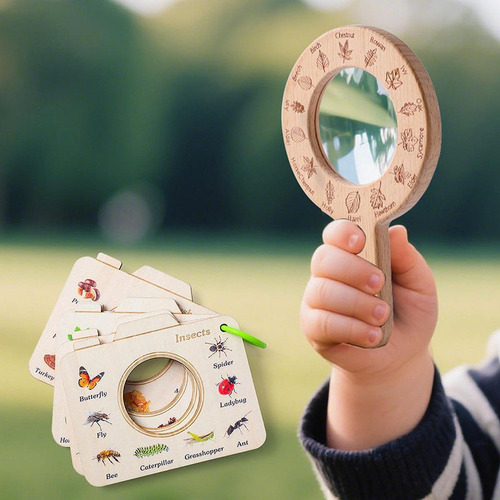 Juguete De Aprendizaje De Madera Para Niños Con Lupa, ,