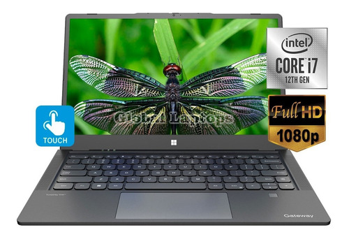 Laptop  Gateway Ultra Slim GWTC71427 black táctil 14.1", Intel Core i7 1255U  8GB de RAM 512GB SSD, Intel Iris Xe Graphics G7 96EUs 1920x1080px Windows 11 Home
