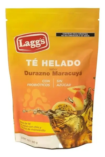 Té Helado Durazno Maracuyá Laggs Sin Azúcar Con Probióticos