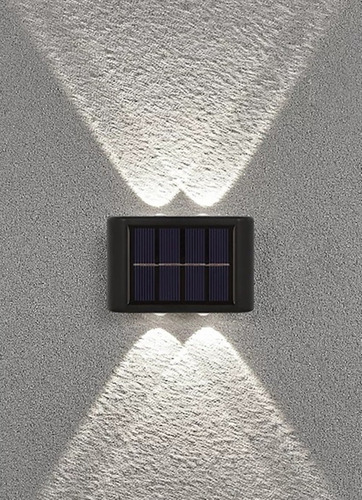 Foco Lámpara Aplique Solar Led Fotocélula Jardín 4 Led X2 Cs