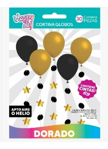 Set Cortina Globos Varios Modelos De 30 Piezas Apto Helio