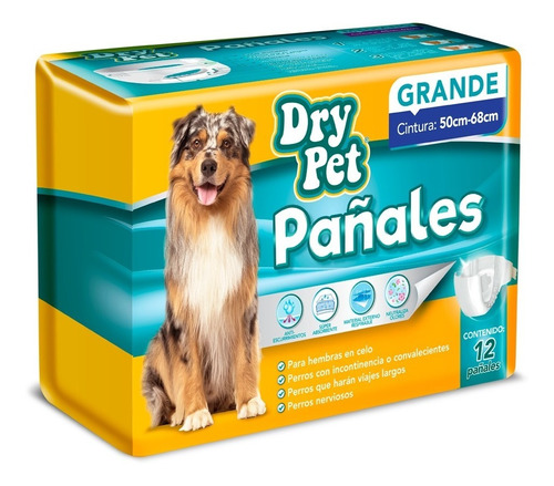 Pañales Para Perro Gde 12 Pzas Pañal Dry Pet
