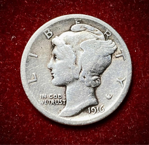 Moneda 1 Dime Estados Unidos 1916 Km 140 Plata 0.900 Liberty