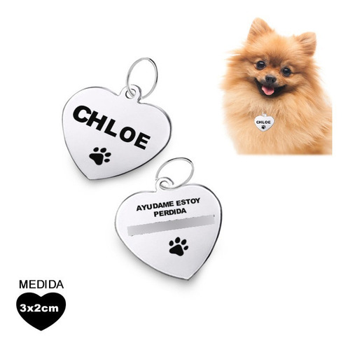 Imagen 6 de 10 de Placa De Identificación Mascota Perro Gato Acero Inoxidable