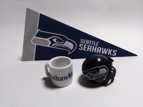 Set Nfl Mini (casco, Banderin, Taza) - Seattle Seahawks