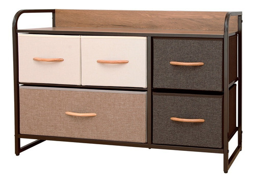 Mueble 5 Cestos Tela Estructura Acero 87.5x29x58cm