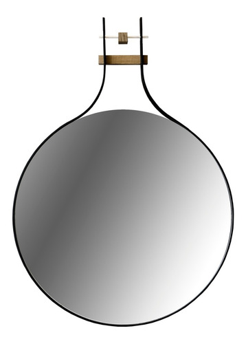 Espejo De Aluminio Y Madera, 50 Cm De Diametro