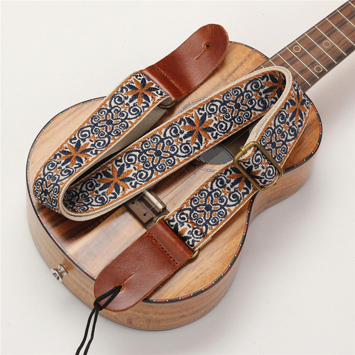 Correa De Ukelele Bordada Con Música, Correas Marrón