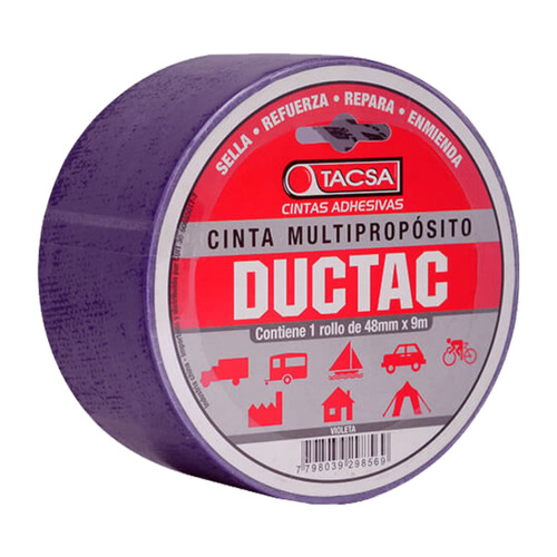 Cinta Multiproposito Tacsa Ductac Tape 48 Mm X 9 Mts Color Violeta Liso