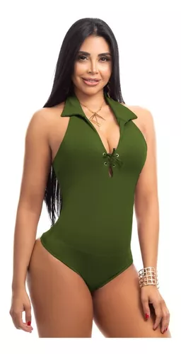 Body verde oliva mujer