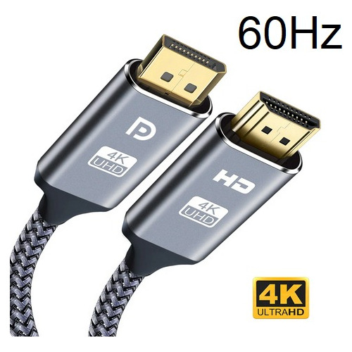 Adaptador Displayport A Hdmi Cable 2m 4k 60hz Laptop/desktop