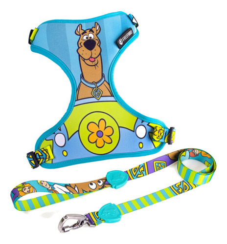 Peitoral Air Scooby Doo Coleira+ Guia Cachorro Cães Freefaro