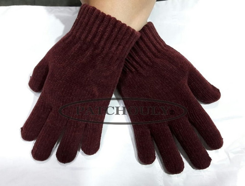 Guantes Lana Chenille Soft Con Puño Invierno Adultos Unisex