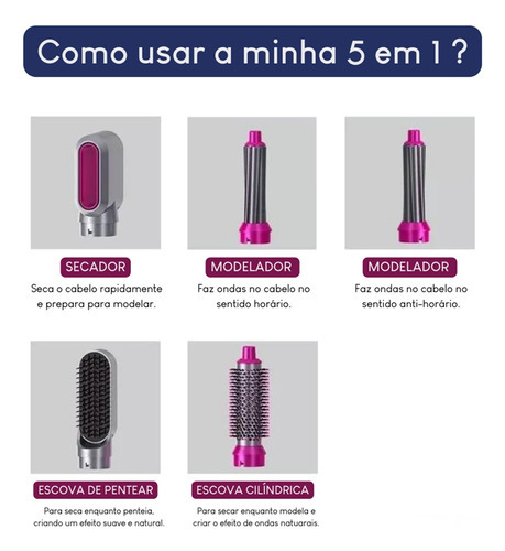 Cepillo secador, moldeador y alisador 5 en 1 de 110 V