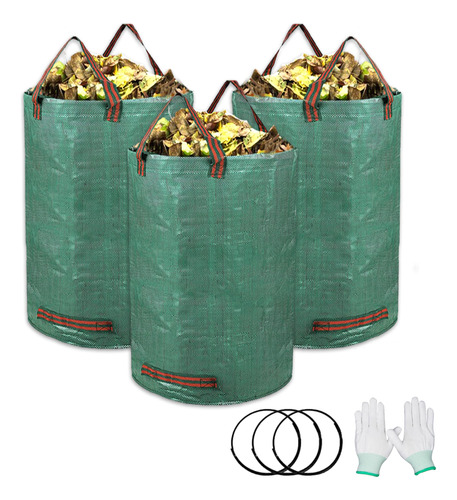 Groworld Paquete De 3 Bolsas De Basura De Jardin De 32 Galon