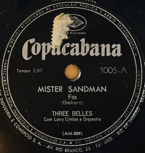 Disco Rotaçao 78- Three Belles - Mister Sandman - Snooky Lan