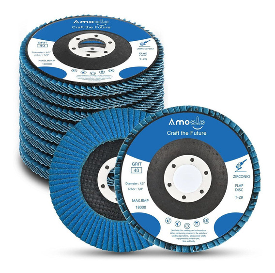 40/60 Grit Pack of 2 T TOVIA Radial Ceramic Oxide Abrasive Sanding Grinding Wheels Type 29 4-1/2-Inch Curve Flap Discs 7/8-Inch Arbor 