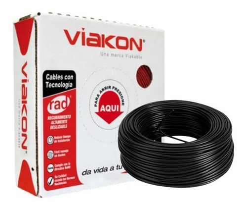 Cable De Cobre Cal 12 Awg Viakon Color Negro