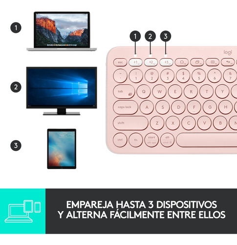 Kit Sin Cables Logitech: Teclado K380 + Mouse M350 Rosado