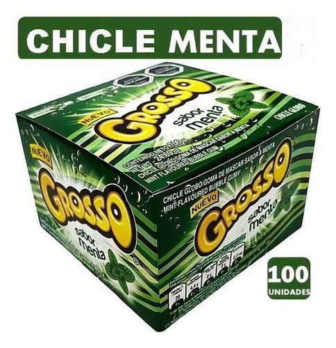 Chicle Grosso Menta Display 100 Unidades 7gr