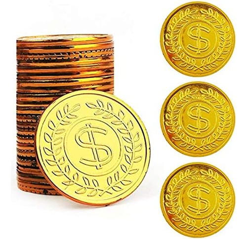 Tcotbe Juego De 100 Monedas De Oro Pirata De Plástico, Moned
