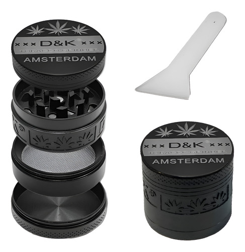 Kit Dichavador Moedor Metal Resistente Exclusivo Cor Preto Liso
