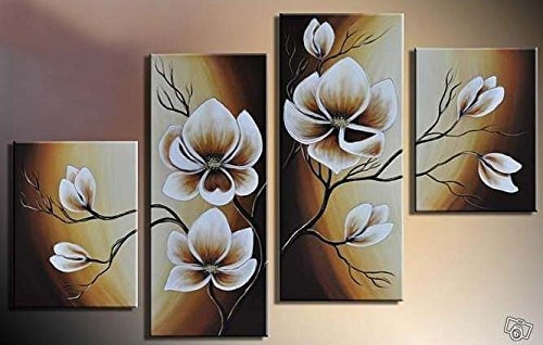 100 Madera Pintado A Mano Enmarcado Pintura Floral Abst...