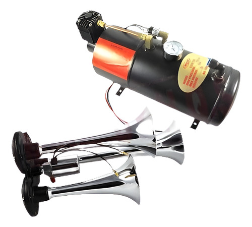 Juego De 3 Trompetas Chrome Train Air Horn Con 150 Psi 3 Lit