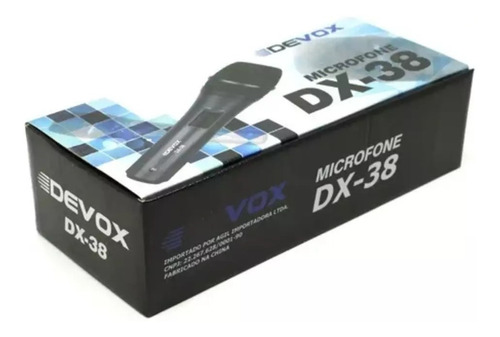 Microfone Profissional Devox Dx-38 C/ Cabo 3 Metros Top
