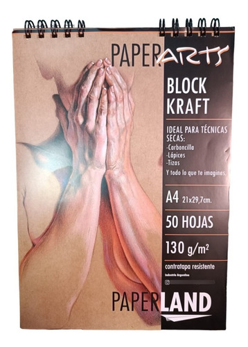 Block Paper Arts Kraft 130gr A4 50hjs 21x29,7cm Espiral