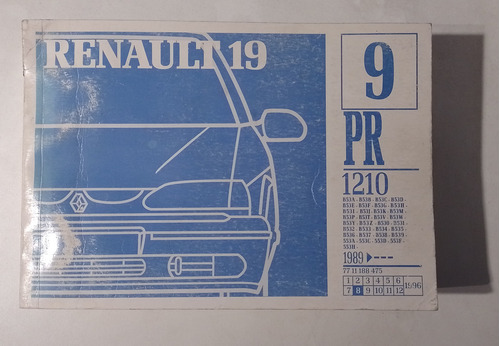 Manual Despiece Catalogo Piezas Renault 19 Bicuerpo 