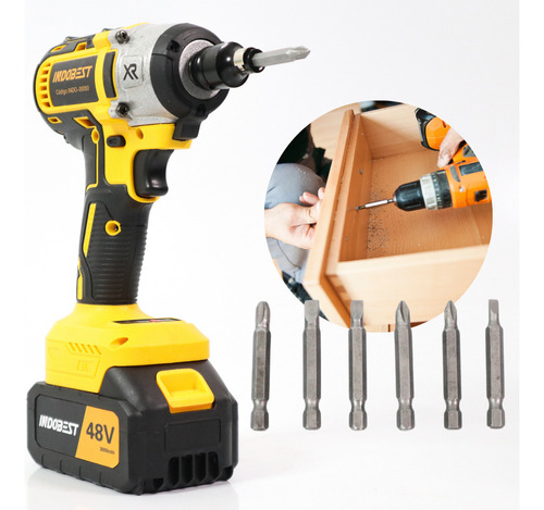 Chave De Impacto Profissional 3 Em 1 Função Furadeira Parafusadeira Elétrica Sem Fio Maleta E 2 Baterias 48v Base De Carregamento 127/220V E Acessórios