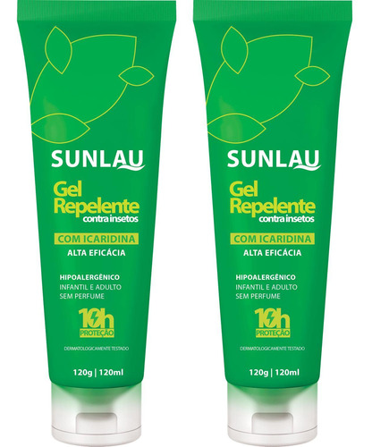 Kit 2 Repelente De Insetos Sunlau Gel Com Icaridina 120g