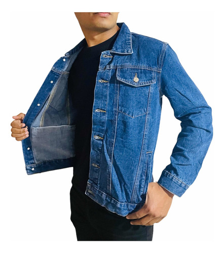 Imagen 2 de 3 de Chaqueta Jeans Mezclilla Azul Clásico Hombre