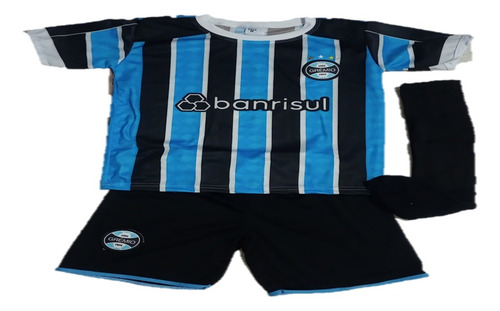 Kit Conjunto Uniforme Infantil Grêmio Short E Camisa + Meião
