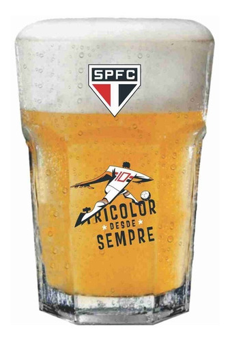 Copo De Cerveja São Paulo Fc Tricolor Sempre Vidro 400ml Cor Transparente