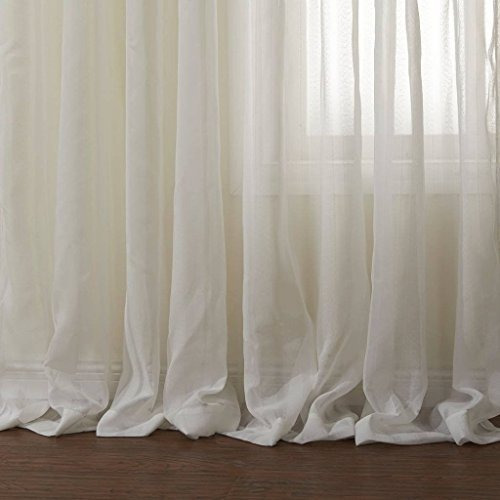 Rayas Sólido Blanco Cortinas Sheer Cortenas Doble Plis...