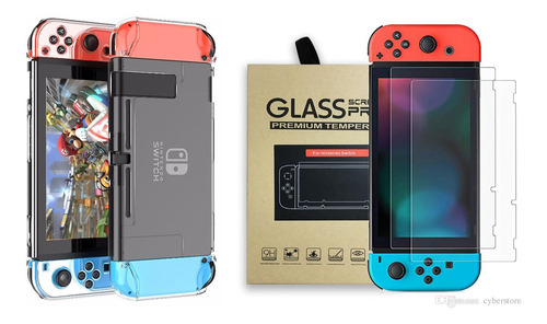 Funda Rigida + 2 Micas Cristal Templado Nintendo Switch 9h