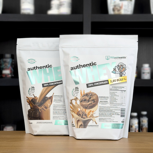 Kit 2 Authentic Whey 900g Chocolate + Cookie Maltado - Wise