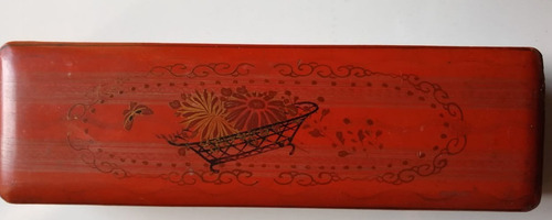 Caja Japonesa Laca Rojo Dragón Filigranas C/ Polvo Dorado (Usado)