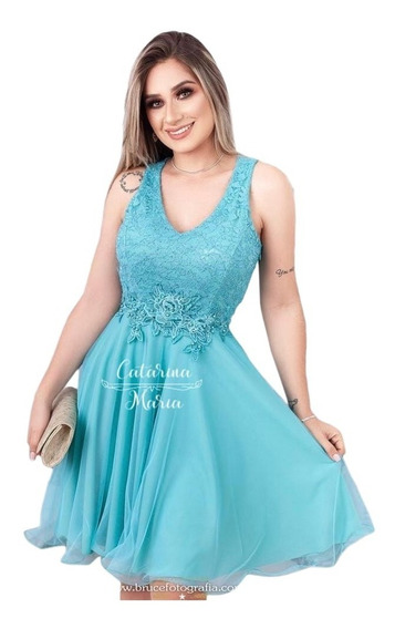 vestido curto debutante azul