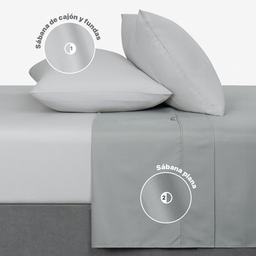 Sábanas Duotono Queen Size Microfibra Real Textil