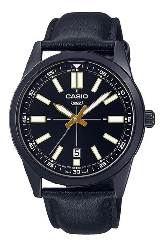 Reloj Hombre Casio Mtp Vd02bl 1e Cuero Negro Original