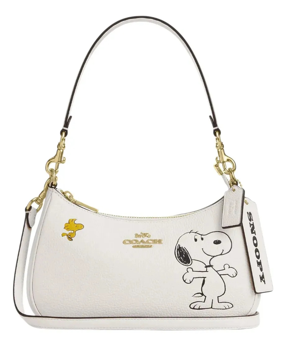 Bolsa Crossbody Coach Teri Color Blanco, Edición Snoopy Blanco Lisa Dorado