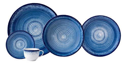 Servicio de cena Schmidt de porcelana Blue Sphere de 30 piezas