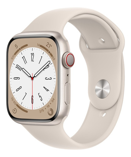 Smartwatch Apple Apple Watch Series 8 45mm Gps + Cellular - Caixa Dourada/ Pulseira Esportiva Branca
