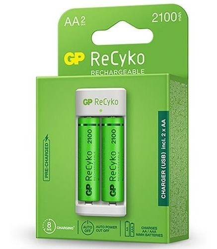 Imagen 2 de 3 de Cargador De Pilas Gp + 2 Pilas Aa 1000 +2 Pilas Aaa 650 Usb