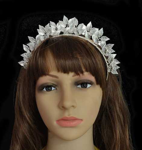 Tiara Corona De Alambre De Cobre Con Hojas De Alambre De Cob Color Plateado
